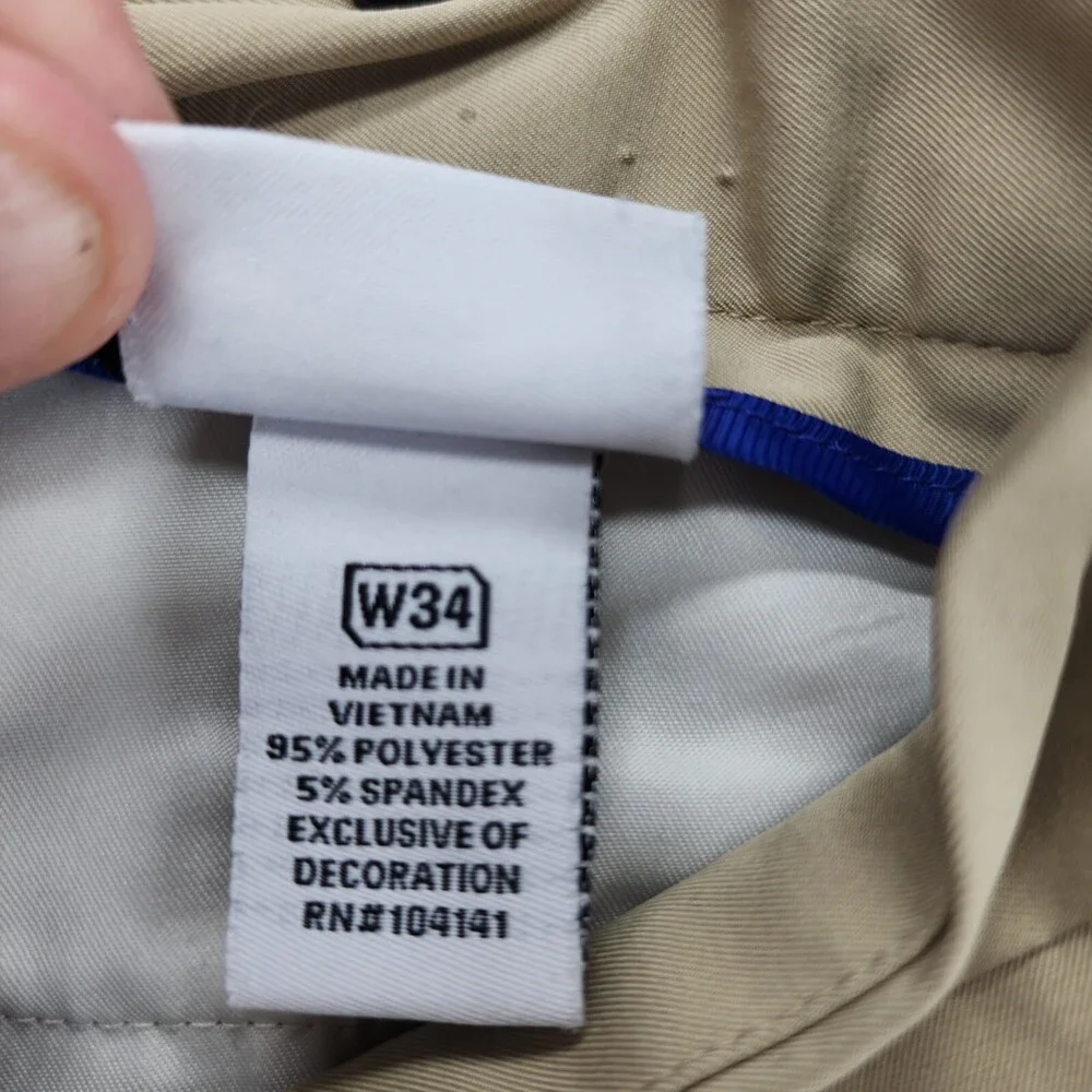 Slazenger Golf Shorts Mens 34 Khaki Chino Mid Rise
